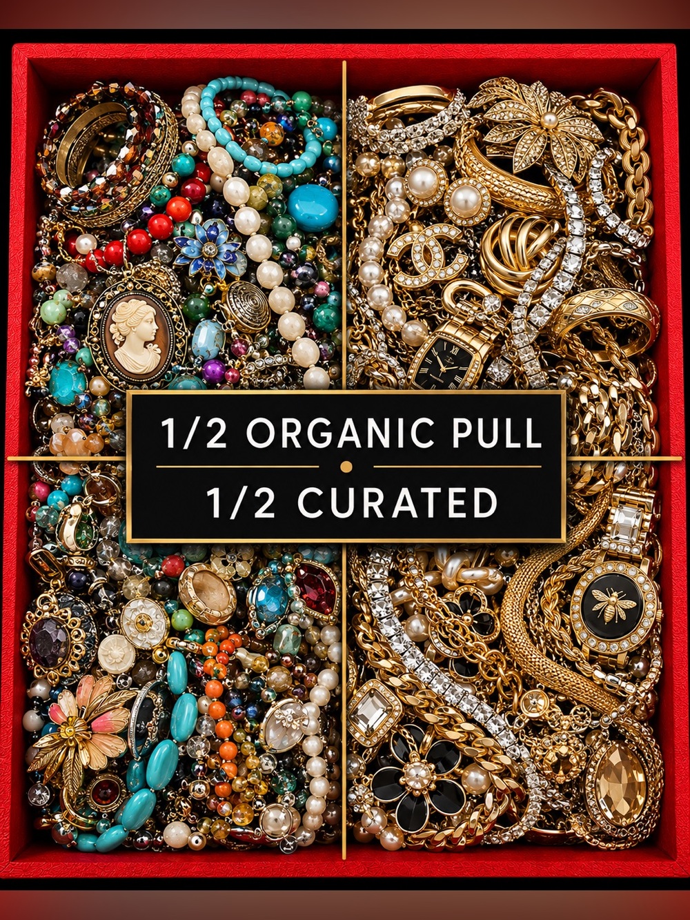 2 LB Bulk Jewelry Lot Curated + Organic Pull Vintage Modern Reseller Estate